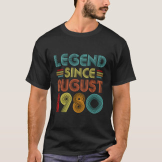 Camiseta Legenda Desde Agosto De 1980 Vintage Com 43 Anos D