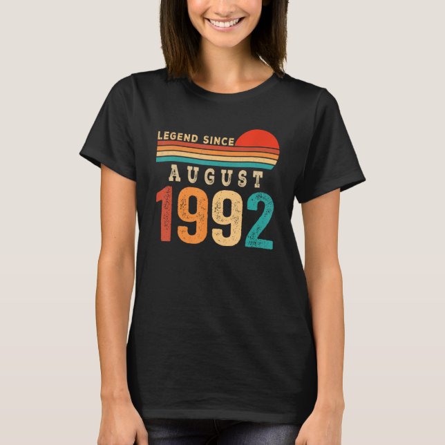 Camiseta Legenda desde agosto de 1992 31 anos 31 anos Nasci (Frente)
