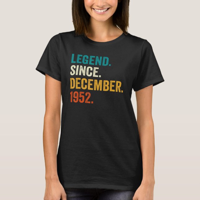 Camiseta Legenda Desde Dezembro De 1952 70 Aniversário 70 A (Frente)