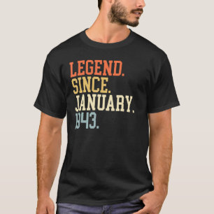 Camiseta Legenda Desde Janeiro De 1943 Para Homens Mulheres