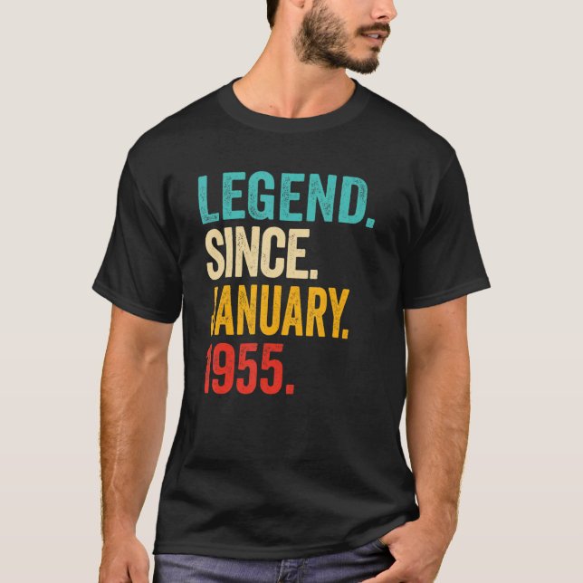 Camiseta Legenda desde Janeiro de 1955 68 anos 68 anos (Frente)