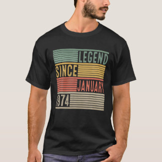 Camiseta Legenda Desde Janeiro De 1974 48º Aniversário 48 A