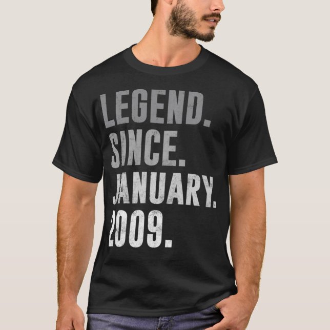 Camiseta Legenda desde Janeiro de 2009, data de 13, 20 anos (Frente)