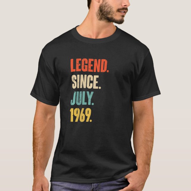 Camiseta Legenda desde julho de 1969 53 anos 53 anos (Frente)