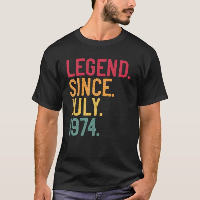 Camiseta Legenda Desde Julho De 1974 47º Aniversário De 47  (Frente)