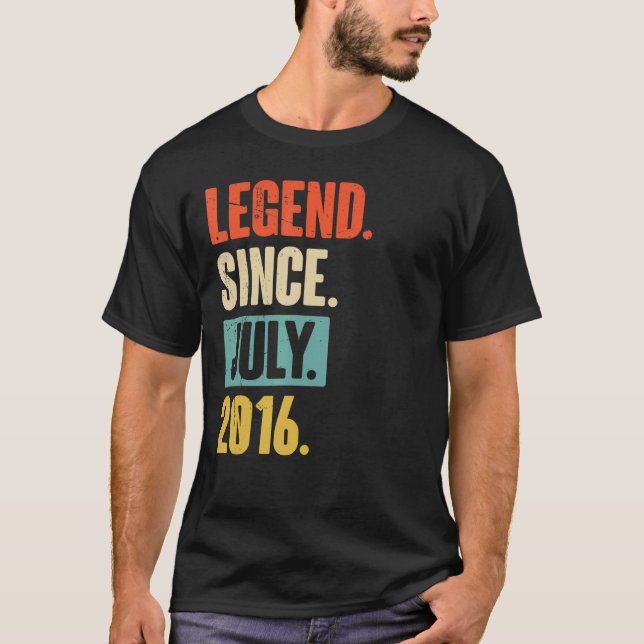 Camiseta Legenda desde julho de 2016 Aniversário de 6 de 6  (Frente)