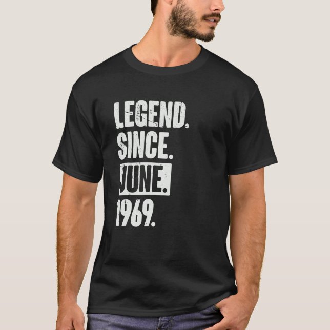 Camiseta Legenda desde junho de 1969 53 anos 53 anos (Frente)