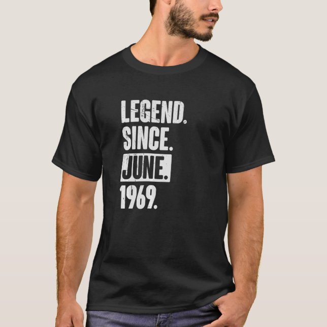 Camiseta Legenda desde junho de 1969 53 anos 53 anos (Frente)