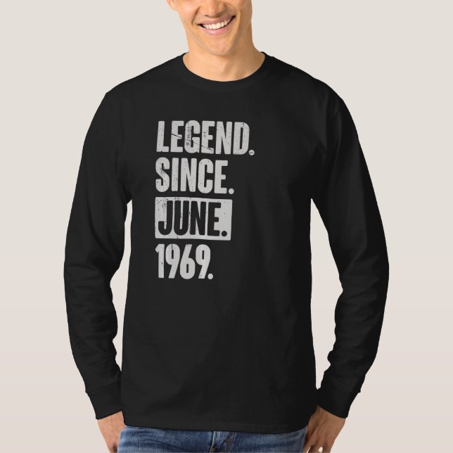Camiseta Legenda desde junho de 1969 53 anos 53 anos (Frente)