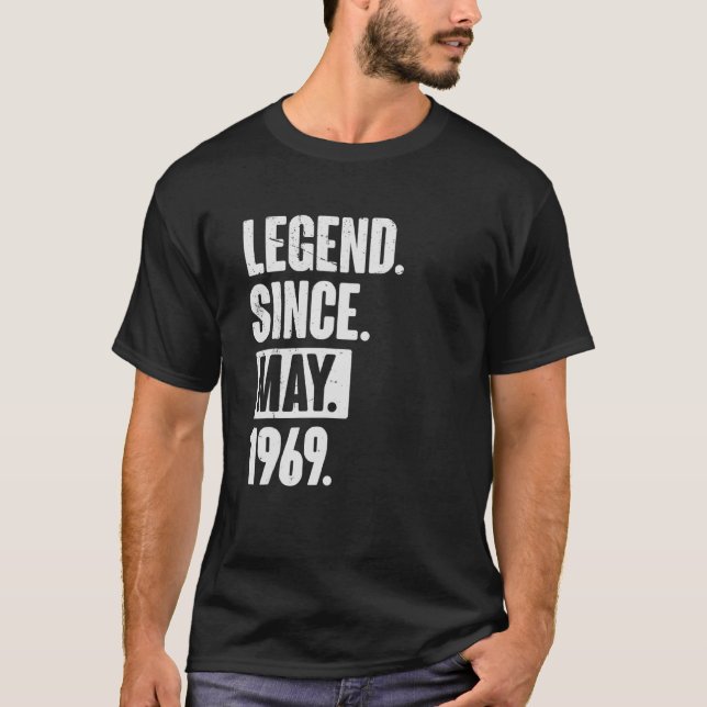 Camiseta Legenda desde maio de 1969 53 anos 53 anos (Frente)