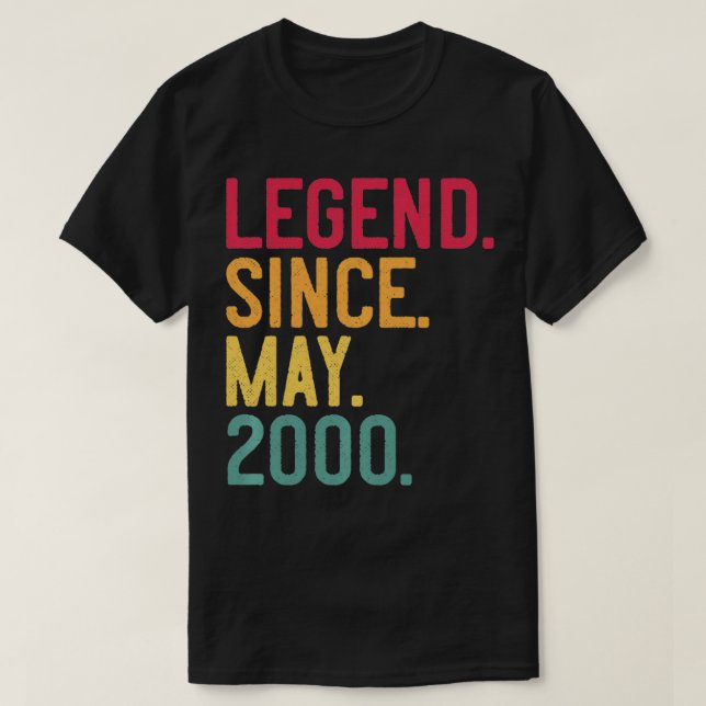 Camiseta Legenda Desde Maio De 2000 22º Aniversário Present (Frente do Design)