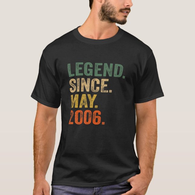 Camiseta Legenda Desde Maio De 2006 15 Birthday Dott 15 Ano (Frente)