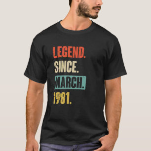 Camiseta Legenda desde março de 1981 Aniversário 42ª Decora