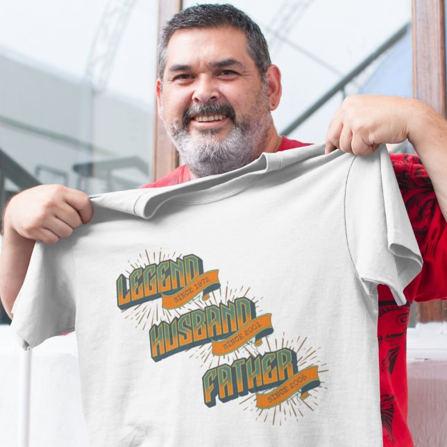 Camiseta Legenda Desde, Marido Desde, Pai Desde Personaliza (Criador carregado)