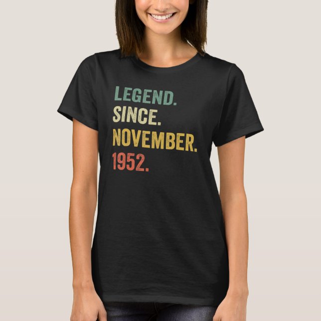 Camiseta Legenda Desde Novembro De 1952 70 Aniversário 70 A (Frente)