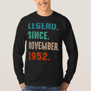 Camiseta Legenda Desde Novembro De 1952 70 Aniversário 70 A