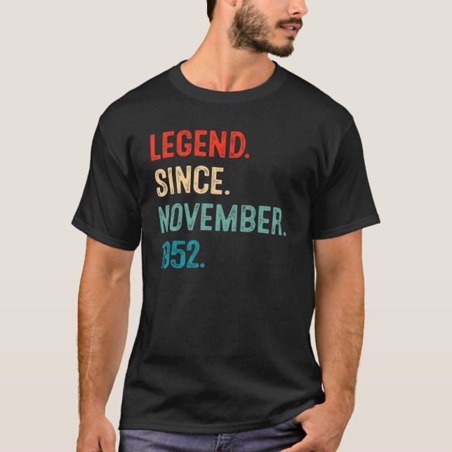 Camiseta Legenda Desde Novembro De 1952 70 Aniversário 70 A (Frente)