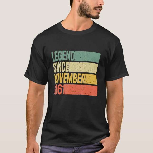 Camiseta Legenda Desde Novembro De 1961, 61 Anos, Aves De r (Frente)