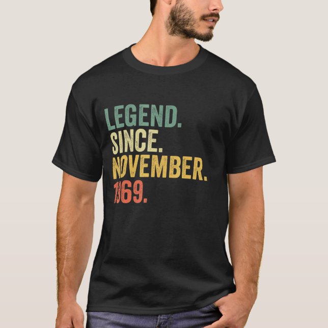 Camiseta Legenda desde novembro de 1969 53 anos 53 anos (Frente)