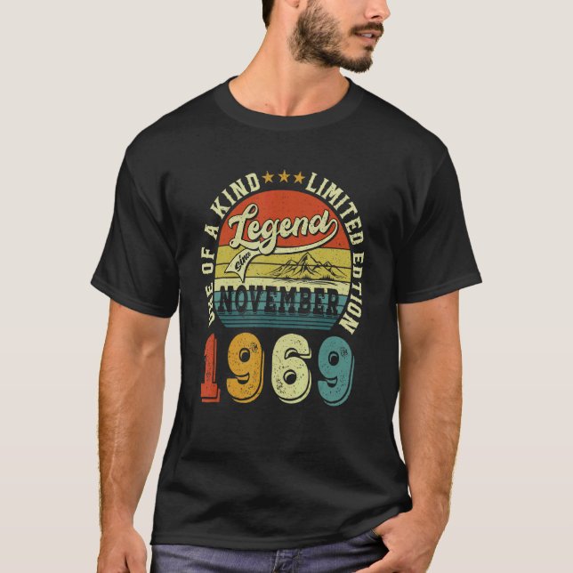 Camiseta Legenda desde novembro de 1969 53 anos 53 anos (Frente)