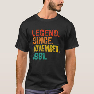 Camiseta Legenda Desde Novembro De 1991 31º Aniversário Ret