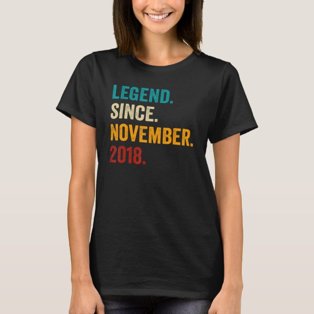 Camiseta Legenda desde novembro de 2018 4º Aniversário 4 An (Frente)