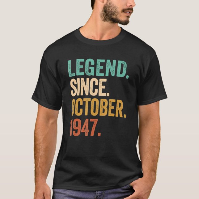Camiseta Legenda desde outubro de 1947 75 anos 75 anos (Frente)