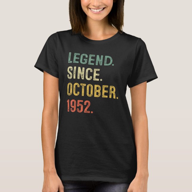 Camiseta Legenda Desde Outubro De 1952 70 Aniversário 70 An (Frente)