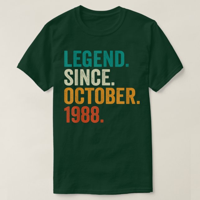 Camiseta Legenda desde outubro de 1988 34 anos Presentes 34 (Frente do Design)