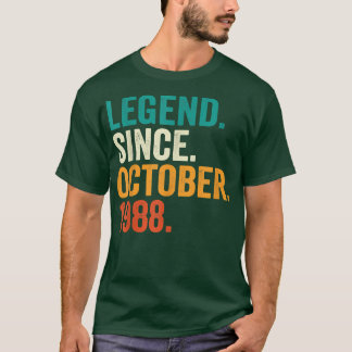 Camiseta Legenda desde outubro de 1988 34 anos Presentes 34