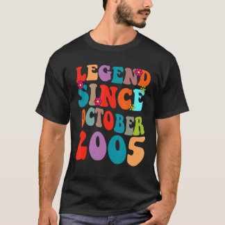 Camiseta Legenda Desde Outubro De 2005 Vintage Birthday Ret