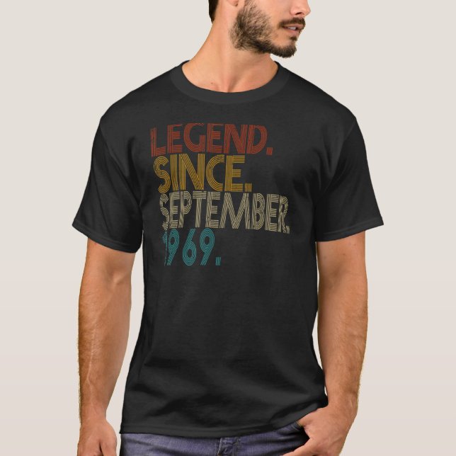 Camiseta Legenda desde setembro de 1969 53 anos 53 anos (Frente)