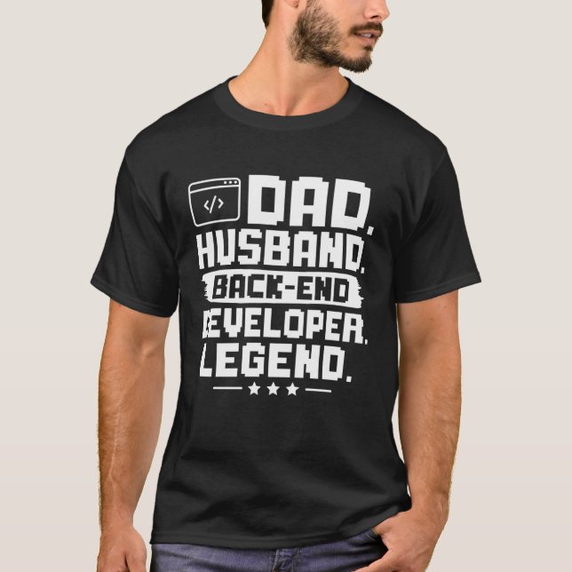 Camiseta Legenda do desenvolvedor back-end do marido do pai (Frente)