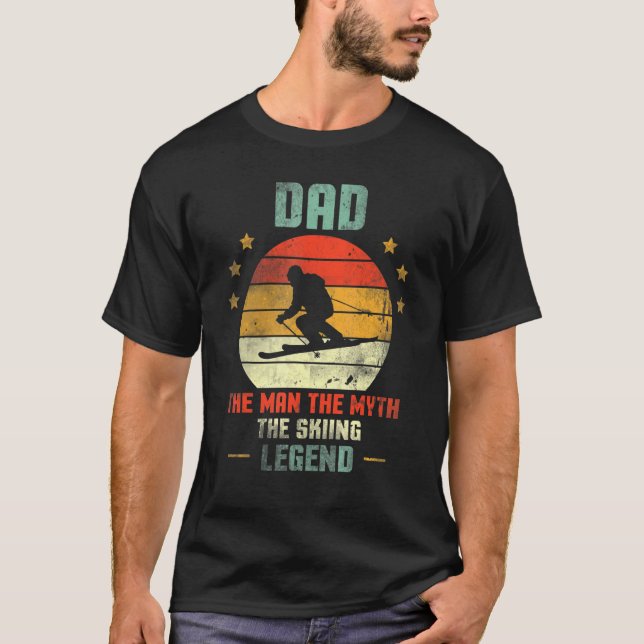 Camiseta Legenda do Pai Mens Padre Ski Driver Skiier (Frente)