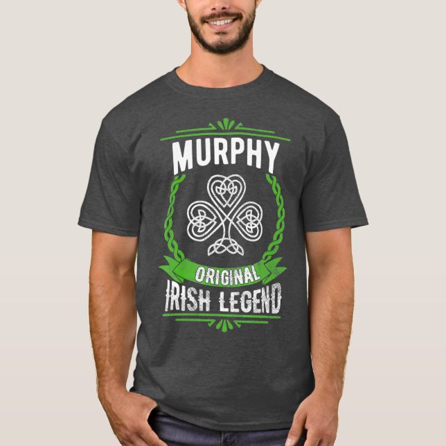 Camiseta Legenda Irlandesa do Dia de São Patrício Murphy Na (Frente)