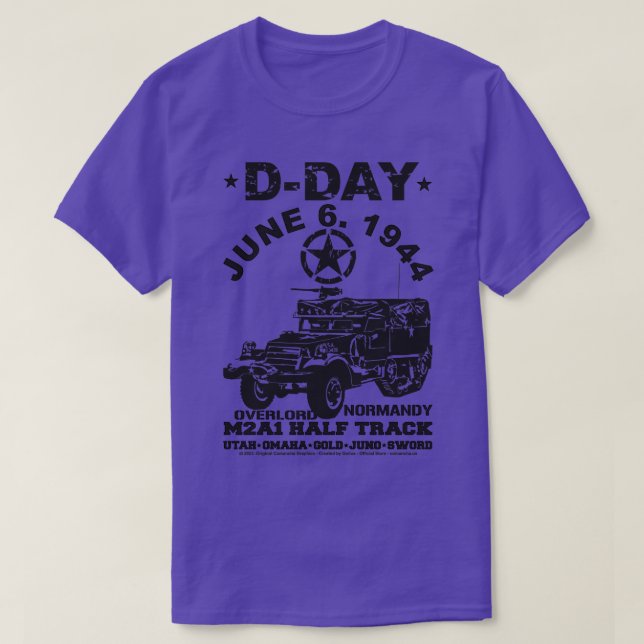 Camiseta Legenda meio Track do D Day M2A1 USA (Frente do Design)