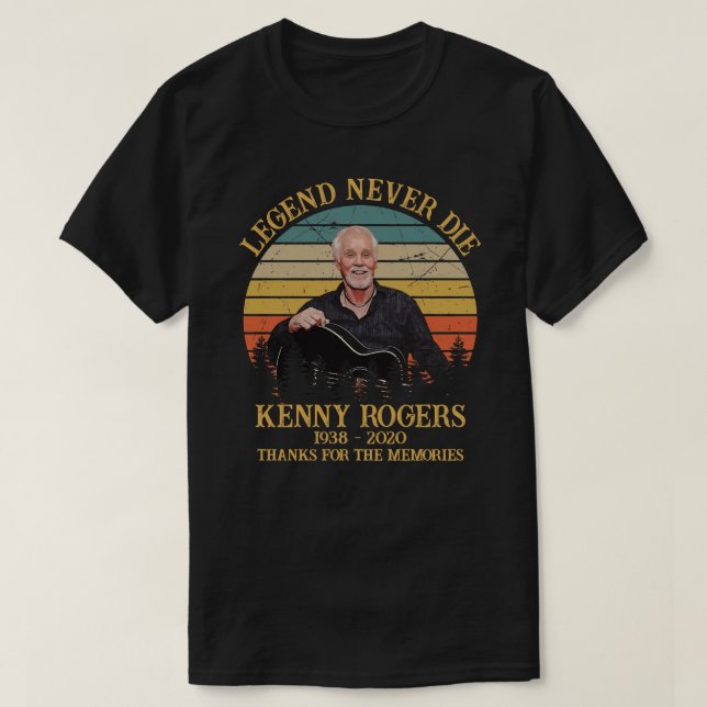 Camiseta Legenda Nunca Morre Kenny Rogers Obrigados Retroat (Frente do Design)