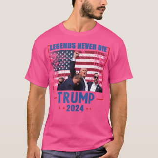 Camiseta Legenda Nunca Morre Trump 2024 Suporte ao Presiden