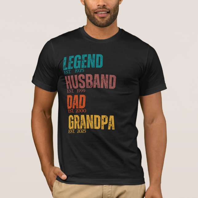 Camiseta Legenda Pai De Marido Vovô Personalizado Est. Ano  (Frente)