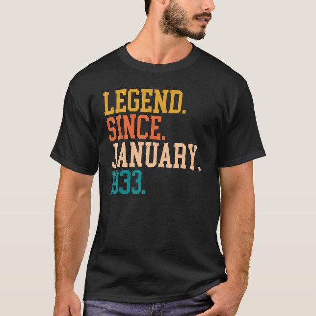 Camiseta Legenda Para Mulheres Homens Desde Janeiro De 1933 (Frente)