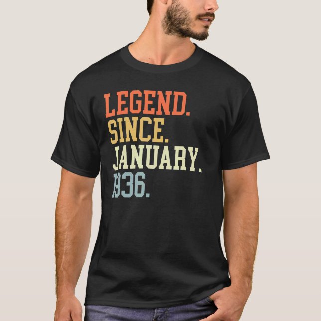 Camiseta Legenda Para Mulheres Homens Desde Janeiro De 1936 (Frente)