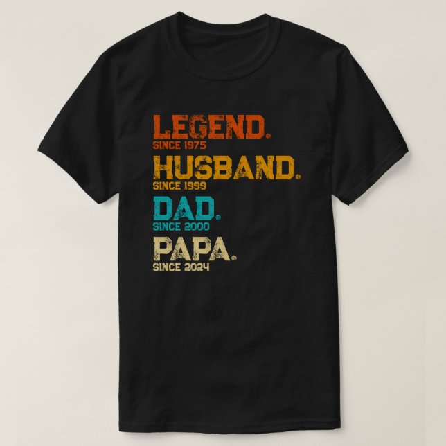 Camiseta Legenda Personalizada Pai De Marido Papa Desde Dia (Frente do Design)