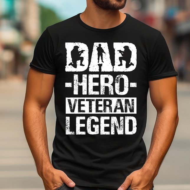 Camiseta Legenda Veterana do Herói pai | Dia de os pais Pat (Vintage Dad Hero Veteran Legend T-Shirt | Patriotic Father's Day Gift)