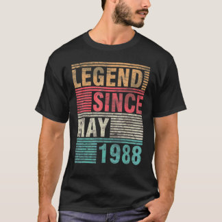 Camiseta Legenda Vintage Desde Maio De 1988 Feliz Aniversár