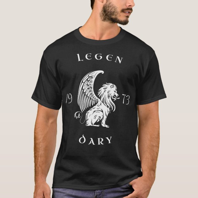 Camiseta Legendário Aniversário de 1973 Presente (Frente)