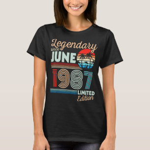 Camiseta Legendário Aniversário Feliz, 35 Anos, Junho De 19