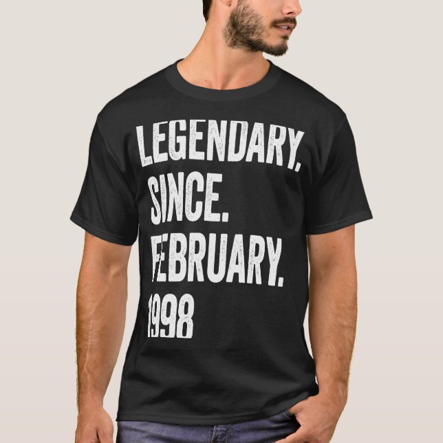 Camiseta Legendário De 25 Anos Desde Fevereiro De 1998 25 B (Frente)