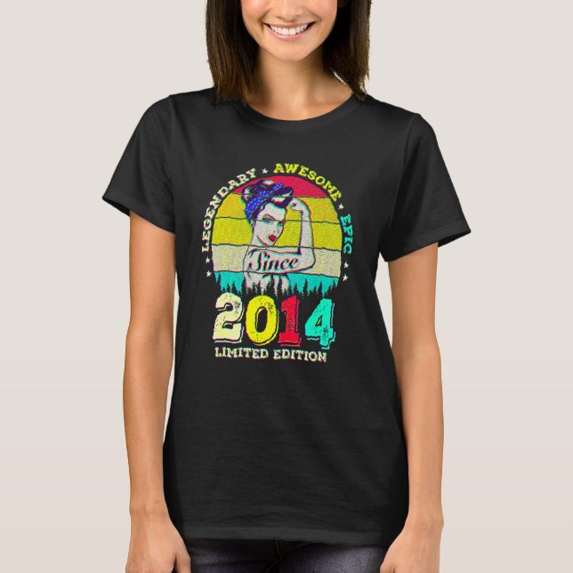 Camiseta Legendário de 8 anos desde 2014 Incrível 8º aniver (Frente)