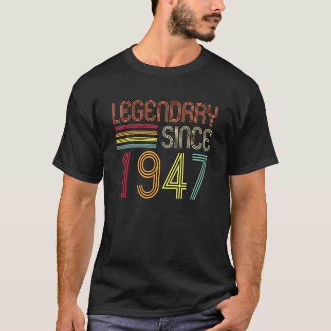 Camiseta Legendário Desde 1947 75º Aniversário Retro 75 Ano (Frente)