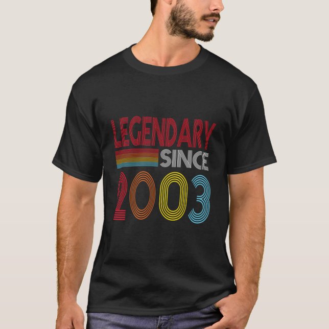 Camiseta Legendário Desde 2003 Aniversário Vintage Retro Bi (Frente)